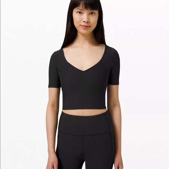 Lululemon Ribbed Contoured V-Neck Yoga Short Sleeve Shirt - Picture 1 of 9